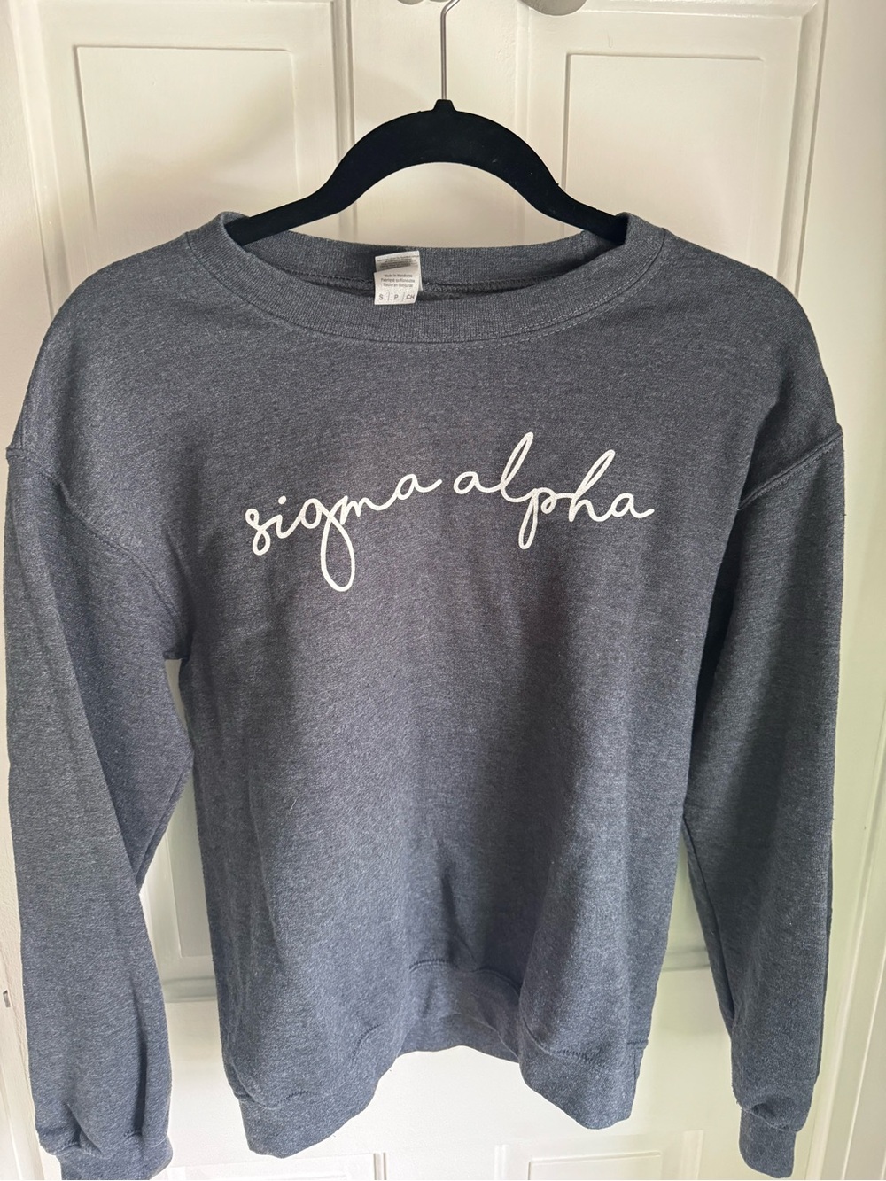 Gildan Charcoal Crewneck with White Sigma Alpha Script